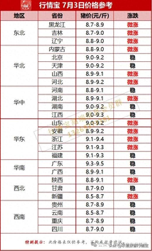 明日全國生豬價格最新